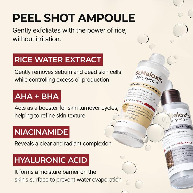 Dr. Melaxin White And Black Rice Exfoliating Hydrating Serum Moisturizing Rice Toner Gentle Exfoliation Serum Korean Skin Care